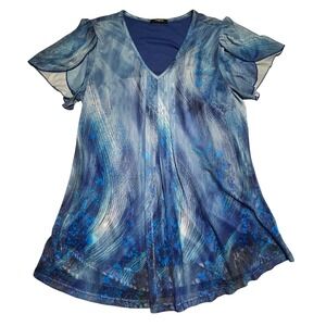 Cottage‎ Fairy Butterfly Tunic lined Top V-Neck Flutter Sleeve XL